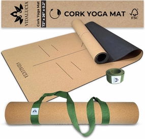 Cork Yoga Mat - Extra Large Non-Slip Yoga Mat with FSC Certified Portuguese Cork & Natural Rubber Base – 5mm Thick Hot Mat for Home & Studio – Yoga Accessories for All Levels