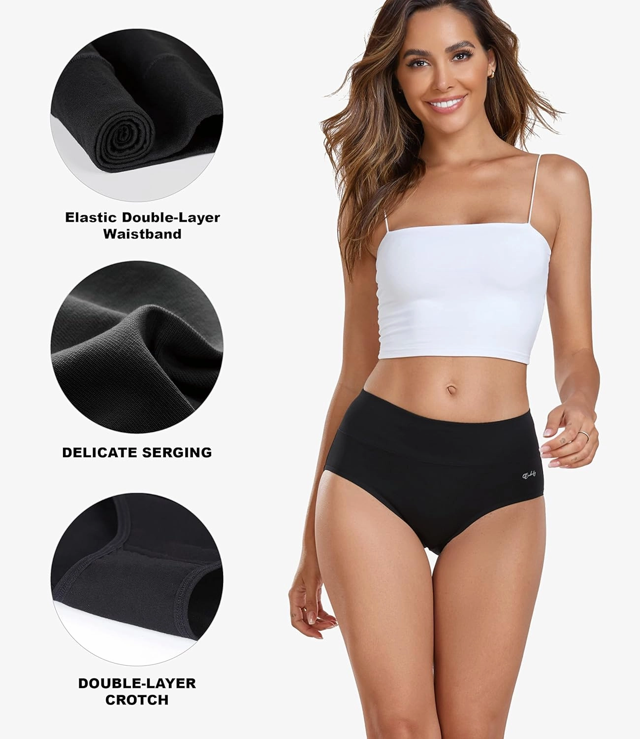 coskefy Women's High Waisted Cotton Underwear Soft Breathable Panties Stretch Briefs Ladies Panties 5 Pack