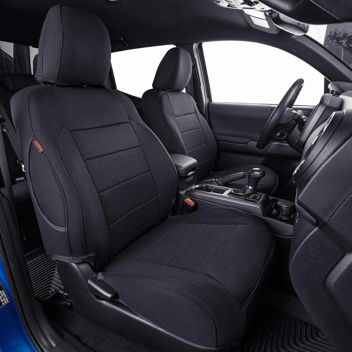 coverdream Custom Fit Seat Covers for 2024 2025 Toyota Tacoma Double Cab SR,SR5,TRD Sport,TRD Off-Road,Limited,Full Coverage Polyester Seat Protector (Full Set,Black)