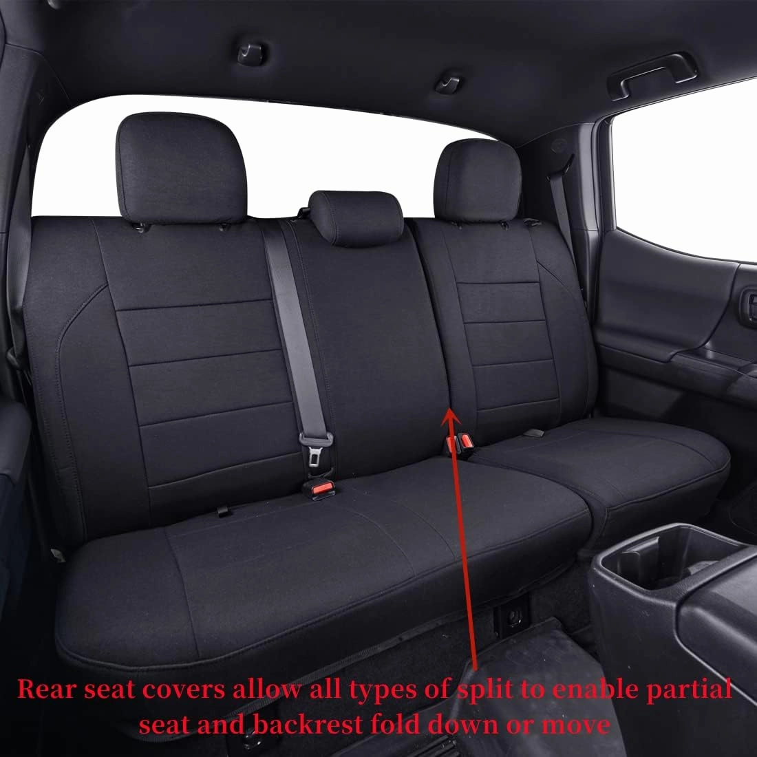 coverdream Custom Fit Seat Covers for 2024 2025 Toyota Tacoma Double Cab SR,SR5,TRD Sport,TRD Off-Road,Limited,Full Coverage Polyester Seat Protector (Full Set,Black)