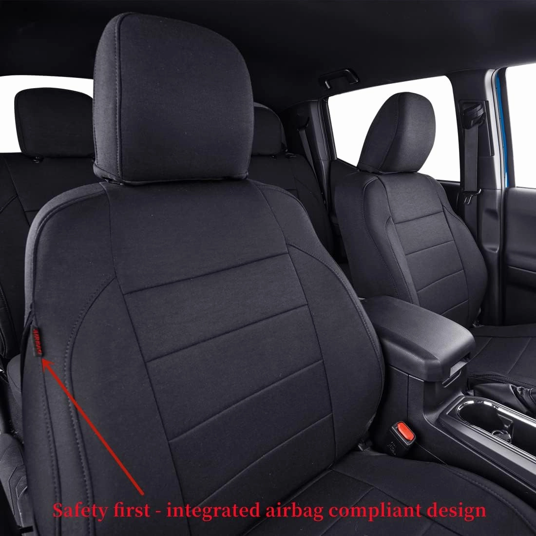 coverdream Custom Fit Seat Covers for 2024 2025 Toyota Tacoma Double Cab SR,SR5,TRD Sport,TRD Off-Road,Limited,Full Coverage Polyester Seat Protector (Full Set,Black)