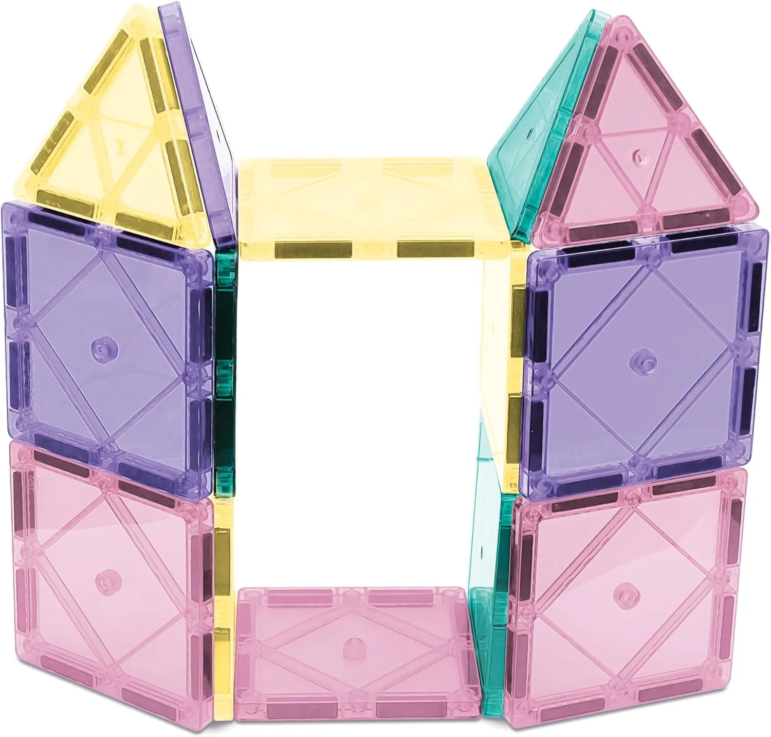 CreateOn Crayola Magnetic Tiles, Building Set for Kids, Magnetic Building Toys for Kids, STEM Travel, Gift for Boys and Girls Ages 3 , 14-Piece Set (Pastel)