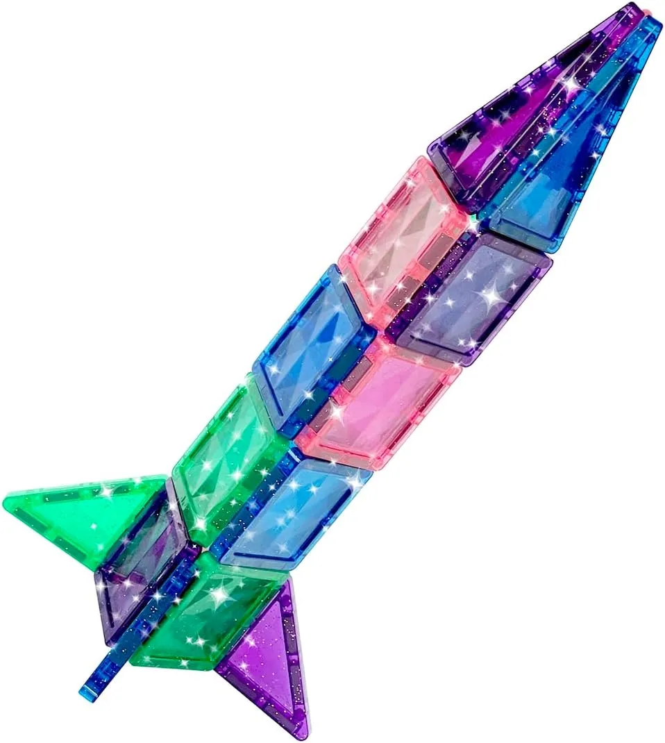CreateOn Crayola Mini Magnetic PIP-Tiles, Building Set for Kids, Magnetic Building Toys for Kids, STEM Travel Toys for Boys and Girls Ages 3 , 24-Piece Set (Glitter)