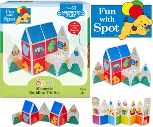 CreateOn Fun with Spot Magnetic Tiles, Building Set for Kids, Magnetic Tiles, Kids’ Building Toys, STEM Toys for Boys and Girls Ages 3 , 24-Piece Set (Fun with Spot)