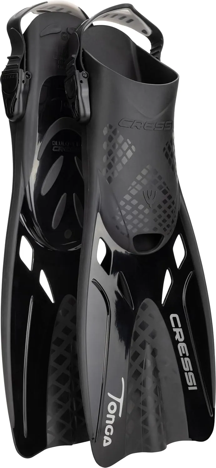 Cressi Snorkeling Set- Short Adjustable Fins, Silicone Mask, and Dry Snorkel- Compact for Travel- Tino Adventure Set- Designed in Italy