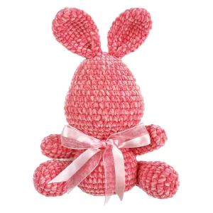 Crochet Stuffed Bunny Rabbit Plush - Soft & Huggable Animal Toy Doll for Baby, Girls & Boys - Unique Gift for Room Decor - 2 Sizes & Colors Available (Pink & Red) (Large, Pink)