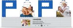 Custom Photo Puzzles Gifts for Dad, PAPA Shaped Personalized Picture Building Blocks Bricks Puzzles with Music Code, DIY Love Home Decor Holiday Birthday