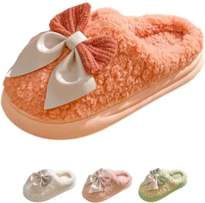 Cute Bow Women's Fuzzy Memory Foam Slippers Fluffy Winter House Shoes Indoor and Outdoor