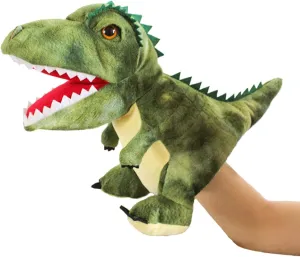 Cute Dinosaur Hand Puppet Funny Plush Stuffed Animal Toy Adults Toddler Huggable Dinosaur Plushies Pretend Play Doll Storytelling Interactive Puppet Toys Xmas Birthday Party Supplies Gift for Kids