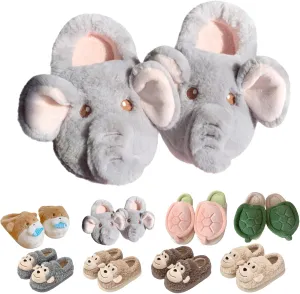 Cute Elephant, Otter, Monkey & Turtle Slippers for Women – Cozy, Warm, Funny Non-Slip Soft Plush Animal Slippers for Fall & Winter, Perfect for Home, Gifts & Matching Couples