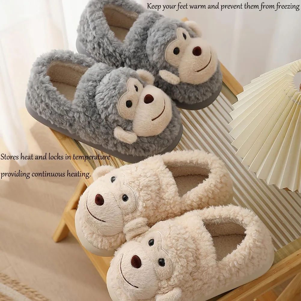 Cute Elephant, Otter, Monkey & Turtle Slippers for Women – Cozy, Warm, Funny Non-Slip Soft Plush Animal Slippers for Fall & Winter, Perfect for Home, Gifts & Matching Couples