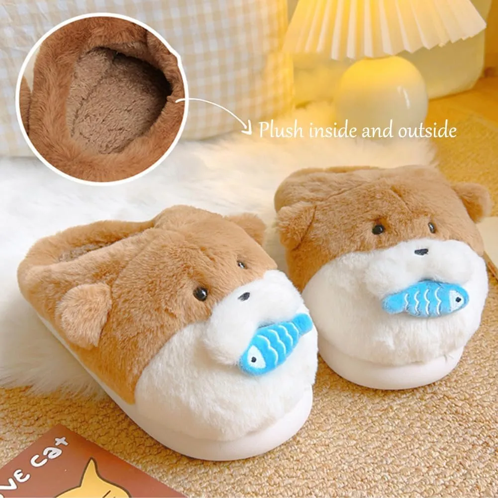 Cute Elephant, Otter, Monkey & Turtle Slippers for Women – Cozy, Warm, Funny Non-Slip Soft Plush Animal Slippers for Fall & Winter, Perfect for Home, Gifts & Matching Couples