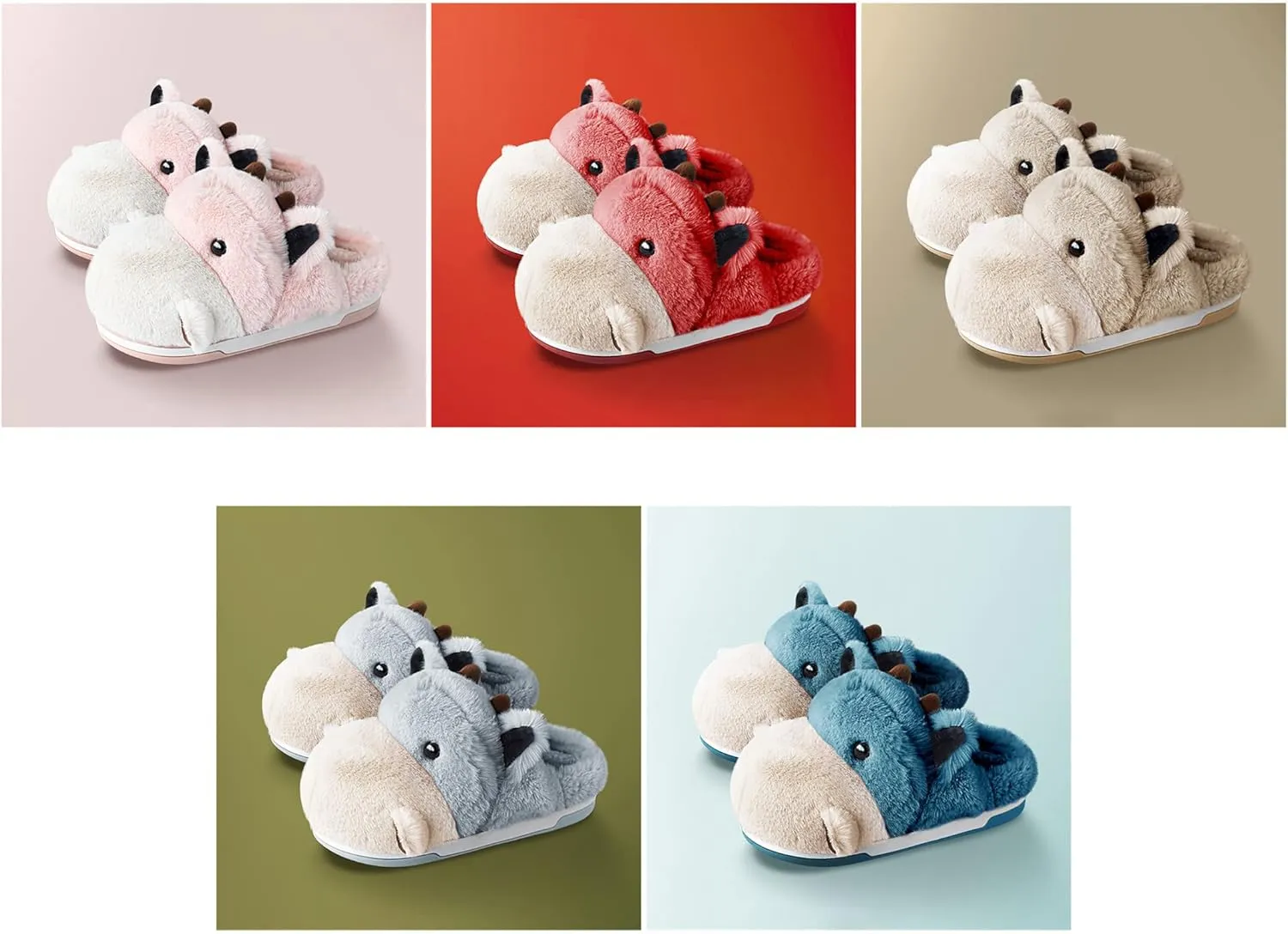 Cute Hippo Cartoon Animal Winter Warm Home Furry Slippers