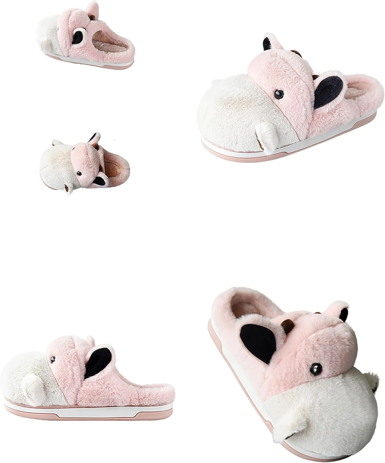 Cute Hippo Cartoon Animal Winter Warm Home Furry Slippers
