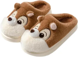 Cute Squirrel Plush Slippers Y2K Animal Cotton Stuff Slippers Home Cozy Furry Fluffy Soft Indoor House Shoes