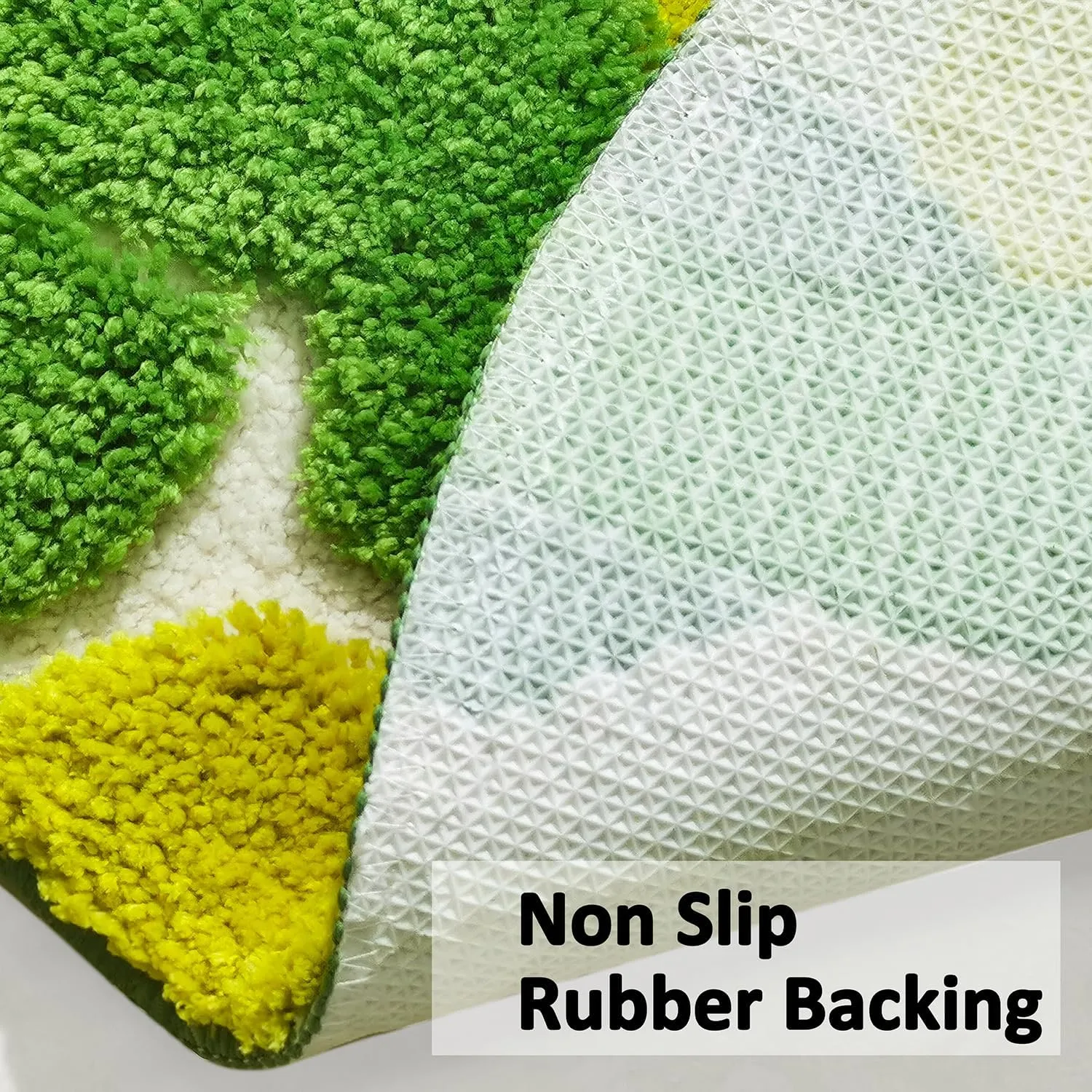 Cute Yellow Green Moss Bathroom Runner Rugs 20x43 Long Leaf Bathroom Rugs Non Slip Bohemian Large Bath Mat Water Absorbent Bath Runner