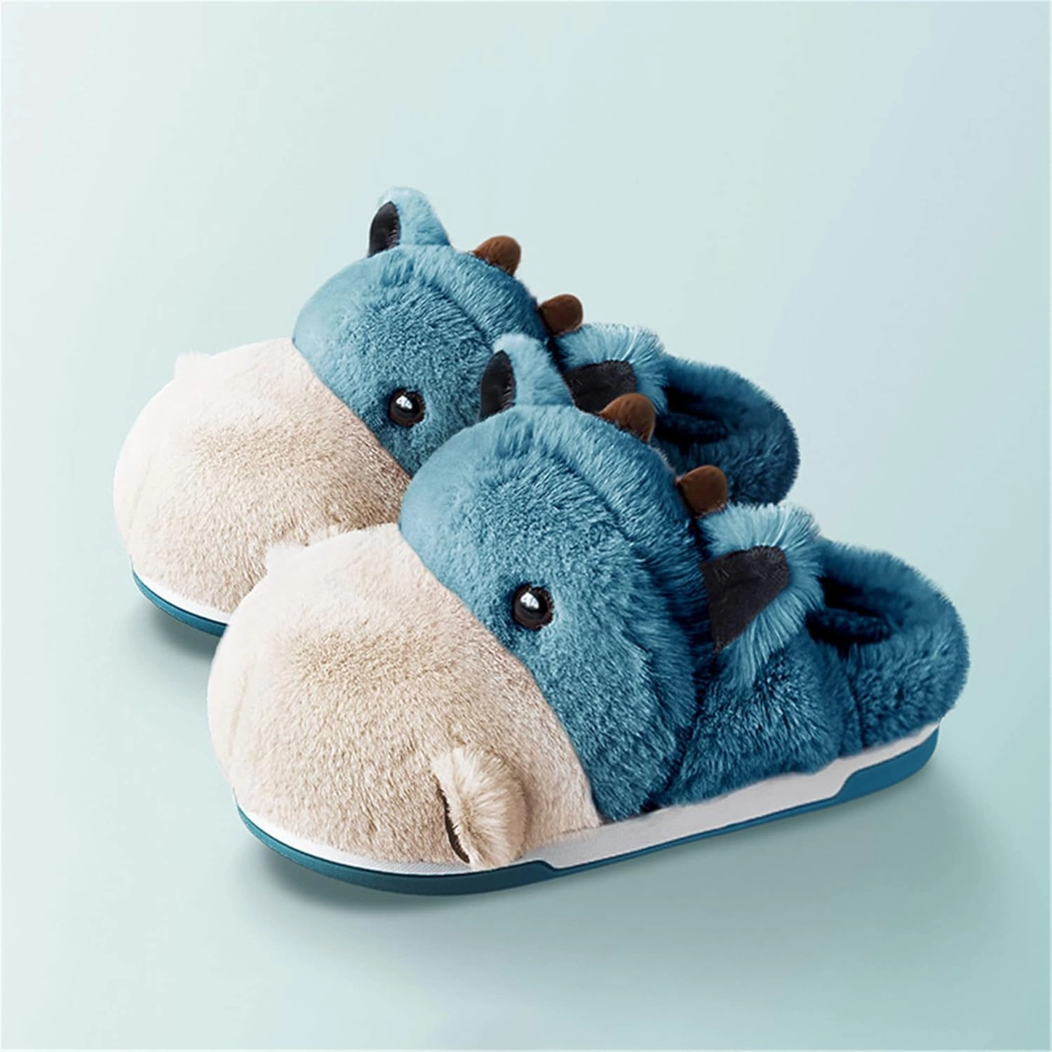 Cute Hippo Cartoon Animal Winter Warm Home Furry Slippers