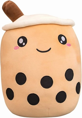 Cute Stuffed Boba Plush Bubble Tea Plushie Pillow Milk Tea Cup Pillow Food Plushie, Soft Kawaii Hugging Plush Toys Gifts for Kids(Brown, 19.6 inch)