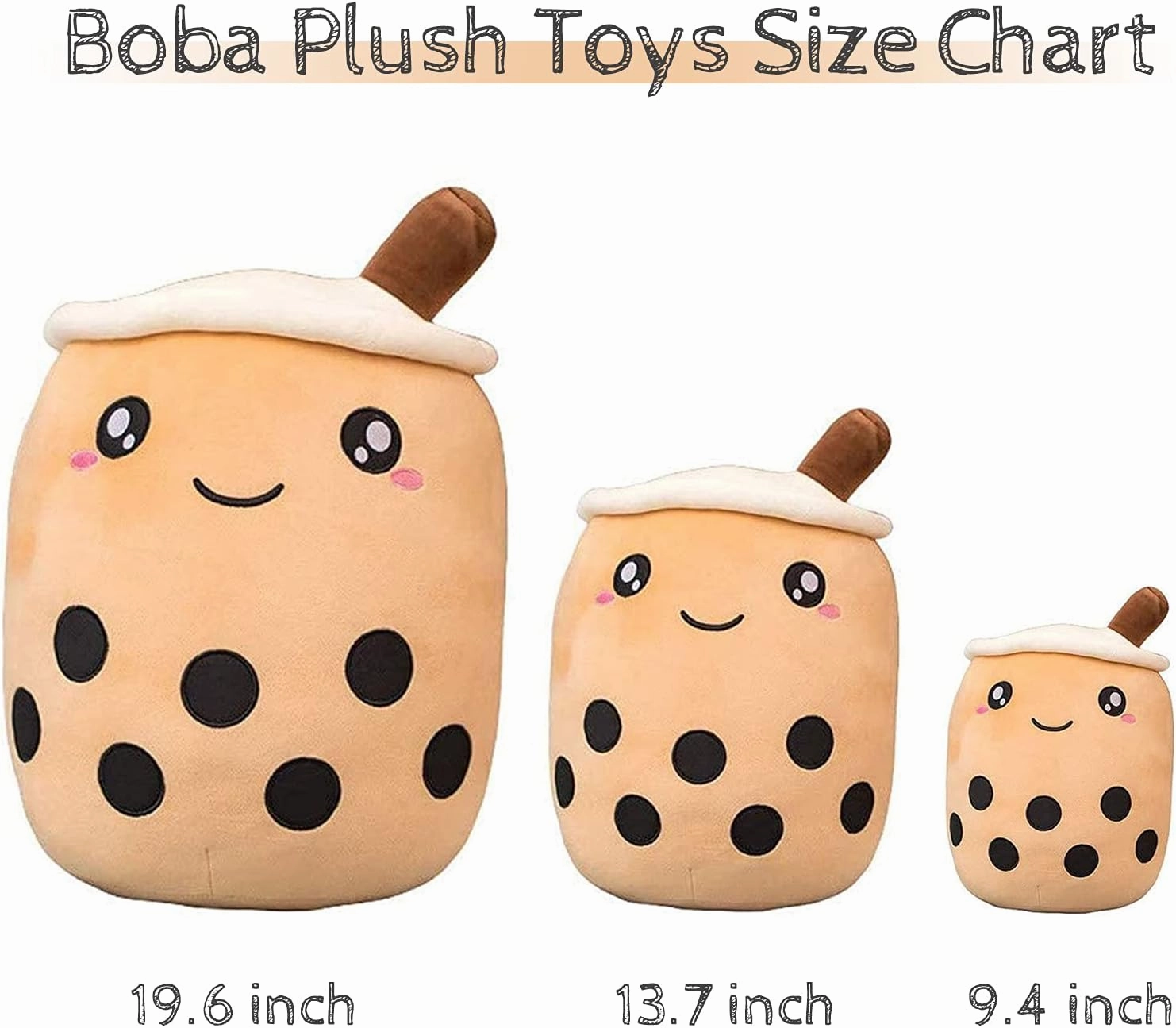 Cute Stuffed Boba Plush Bubble Tea Plushie Pillow Milk Tea Cup Pillow Food Plushie, Soft Kawaii Hugging Plush Toys Gifts for Kids(Brown, 19.6 inch)