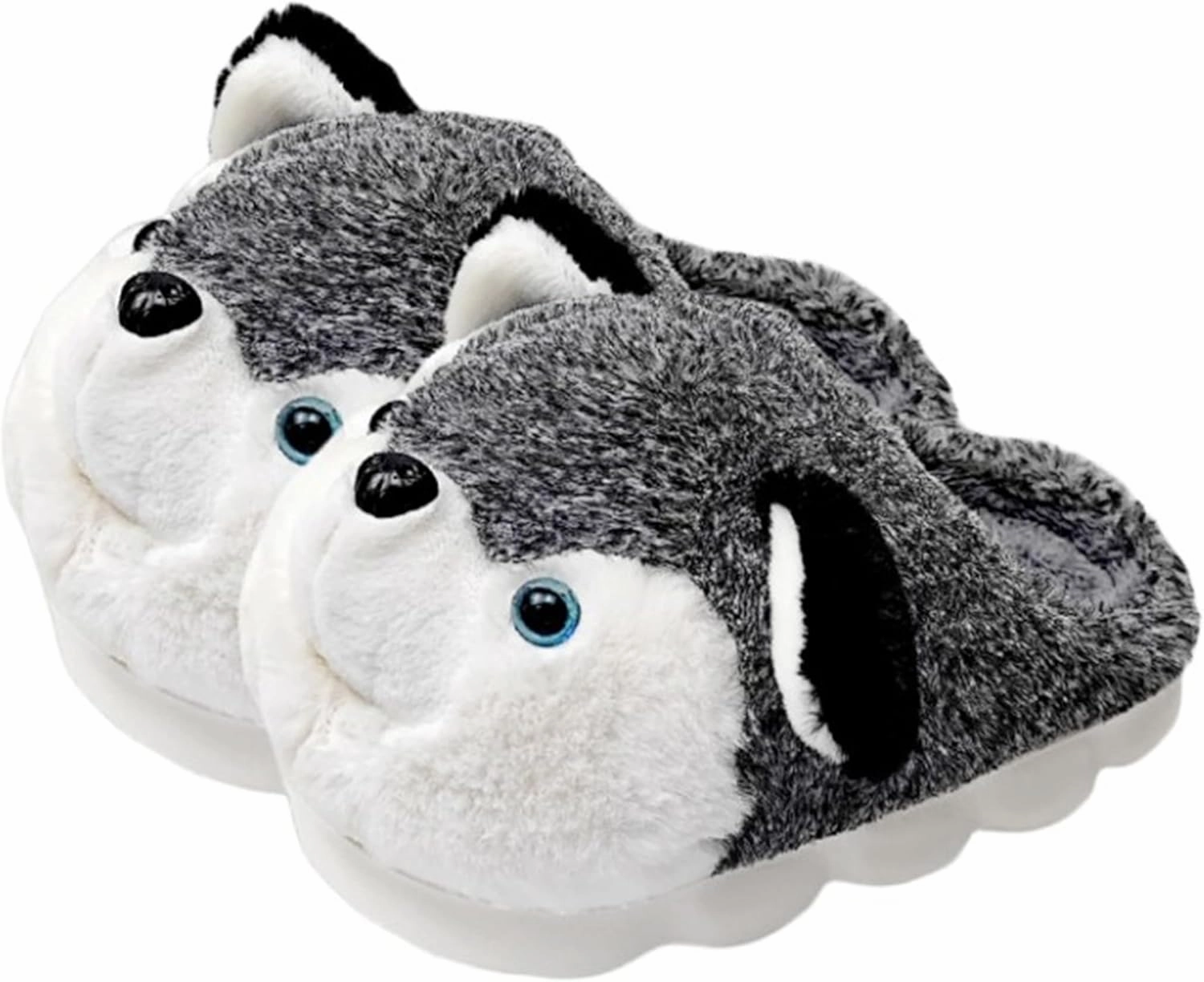 Cute Women's Cartoon Animal Dog Slippers - Warm & Furry, Perfect for Winter & Home