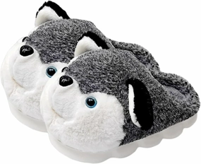 Cute Women's Cartoon Animal Dog Slippers - Warm & Furry, Perfect for Winter & Home