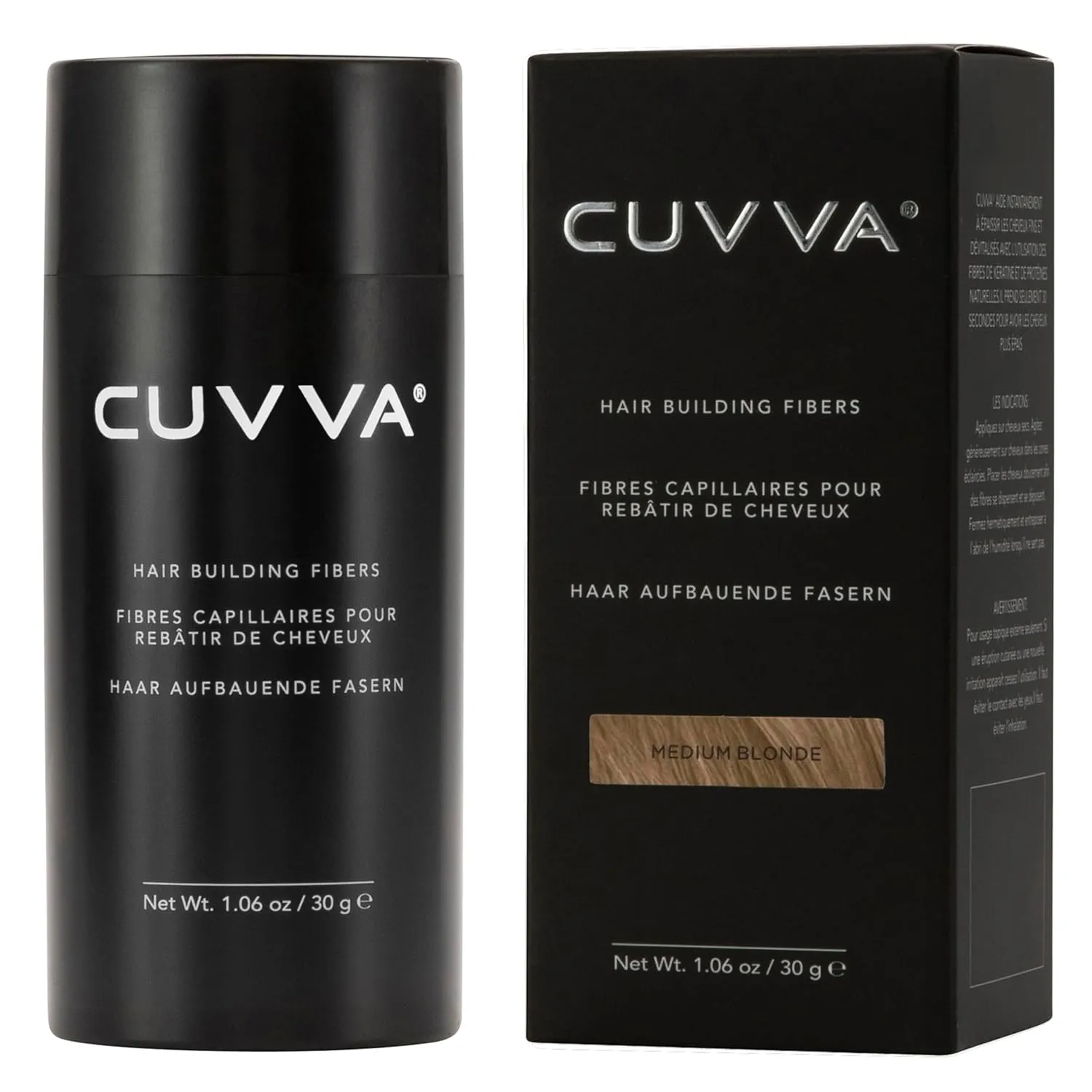 CUVVA Hair Building Fibers (30g) - Instantly Fill in Fine and Thinning Hair to Create a Thicker, Fuller Look - 10 Different Shades for Men & Women - Medium Blonde