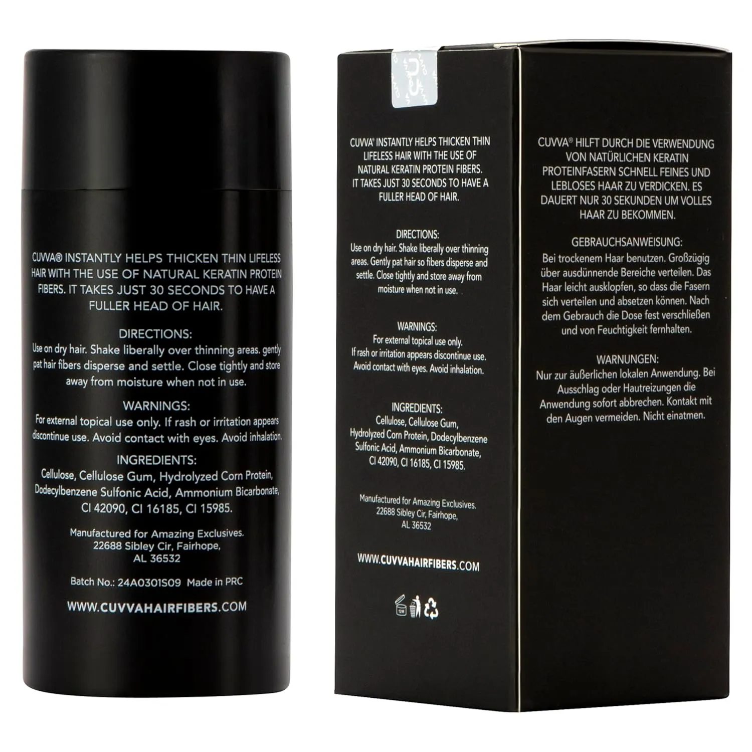 CUVVA Hair Building Fibers (30g) - Instantly Fill in Fine and Thinning Hair to Create a Thicker, Fuller Look - 10 Different Shades for Men & Women - Medium Blonde