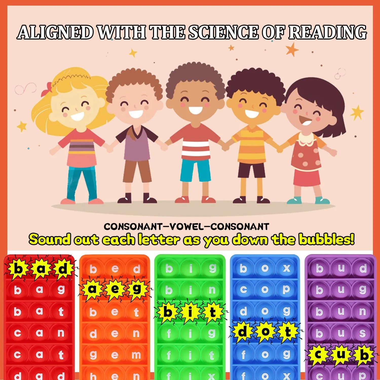 CVC Word Games, Sensory Toy to Learn and Spell, Phonics Games Flash Cards for Preschool Kindergarten Classroom Supplies, Multisensory Reading and Phonics Flash Cards for Kids 3  Years