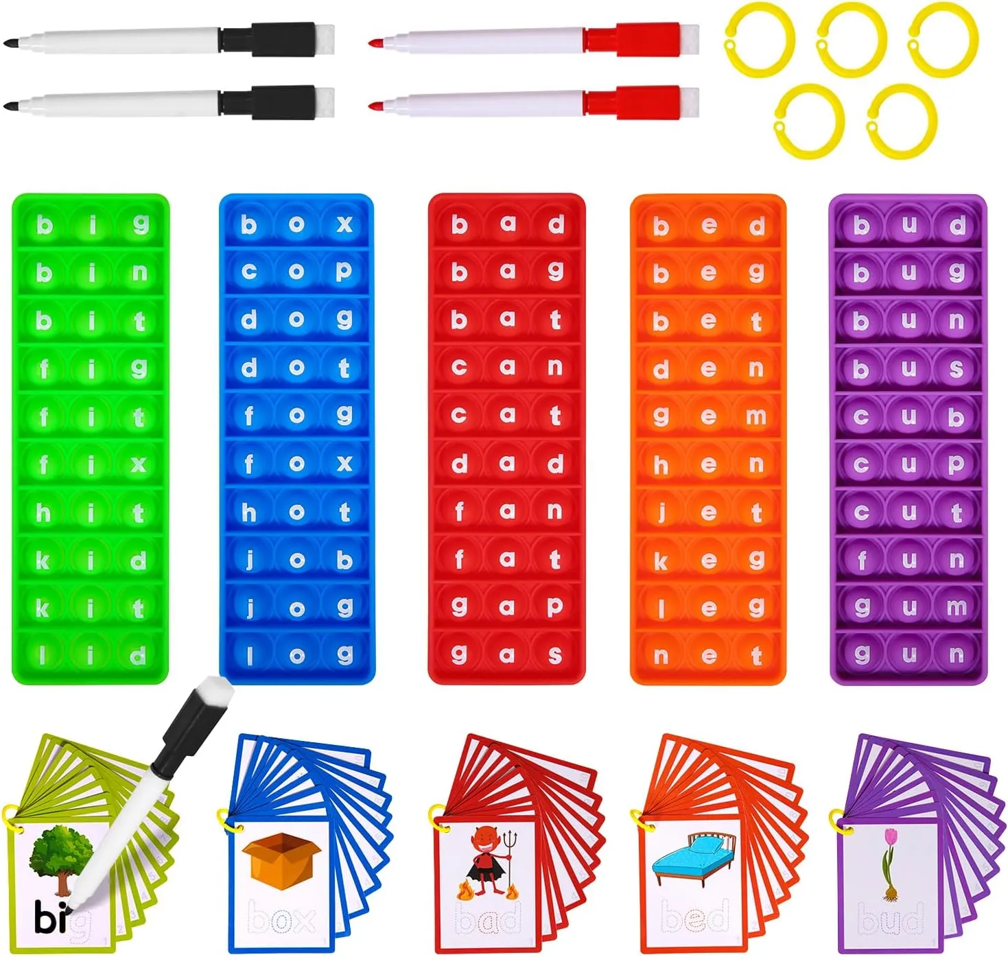 CVC Word Games, Sensory Toy to Learn and Spell, Phonics Games Flash Cards for Preschool Kindergarten Classroom Supplies, Multisensory Reading and Phonics Flash Cards for Kids 3  Years