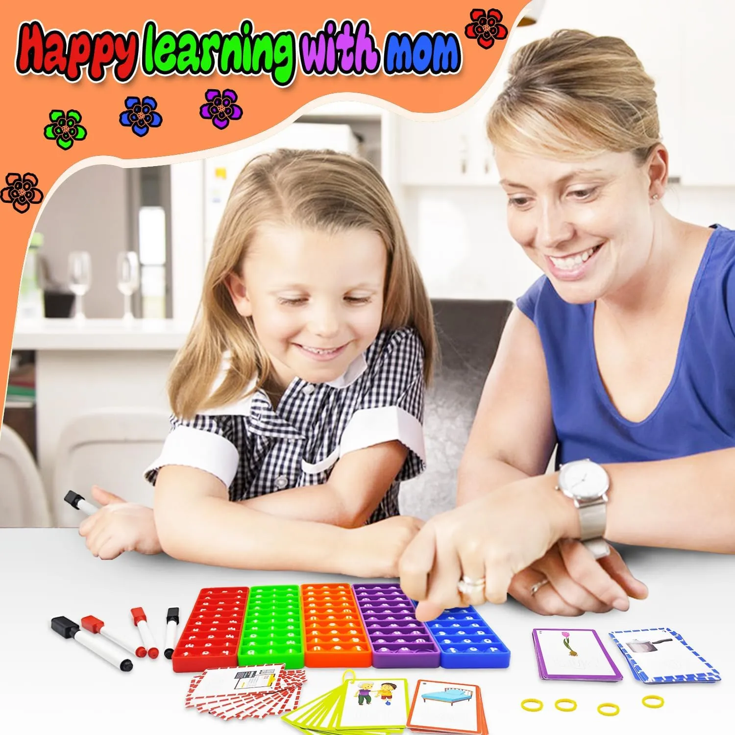 CVC Word Games, Sensory Toy to Learn and Spell, Phonics Games Flash Cards for Preschool Kindergarten Classroom Supplies, Multisensory Reading and Phonics Flash Cards for Kids 3  Years
