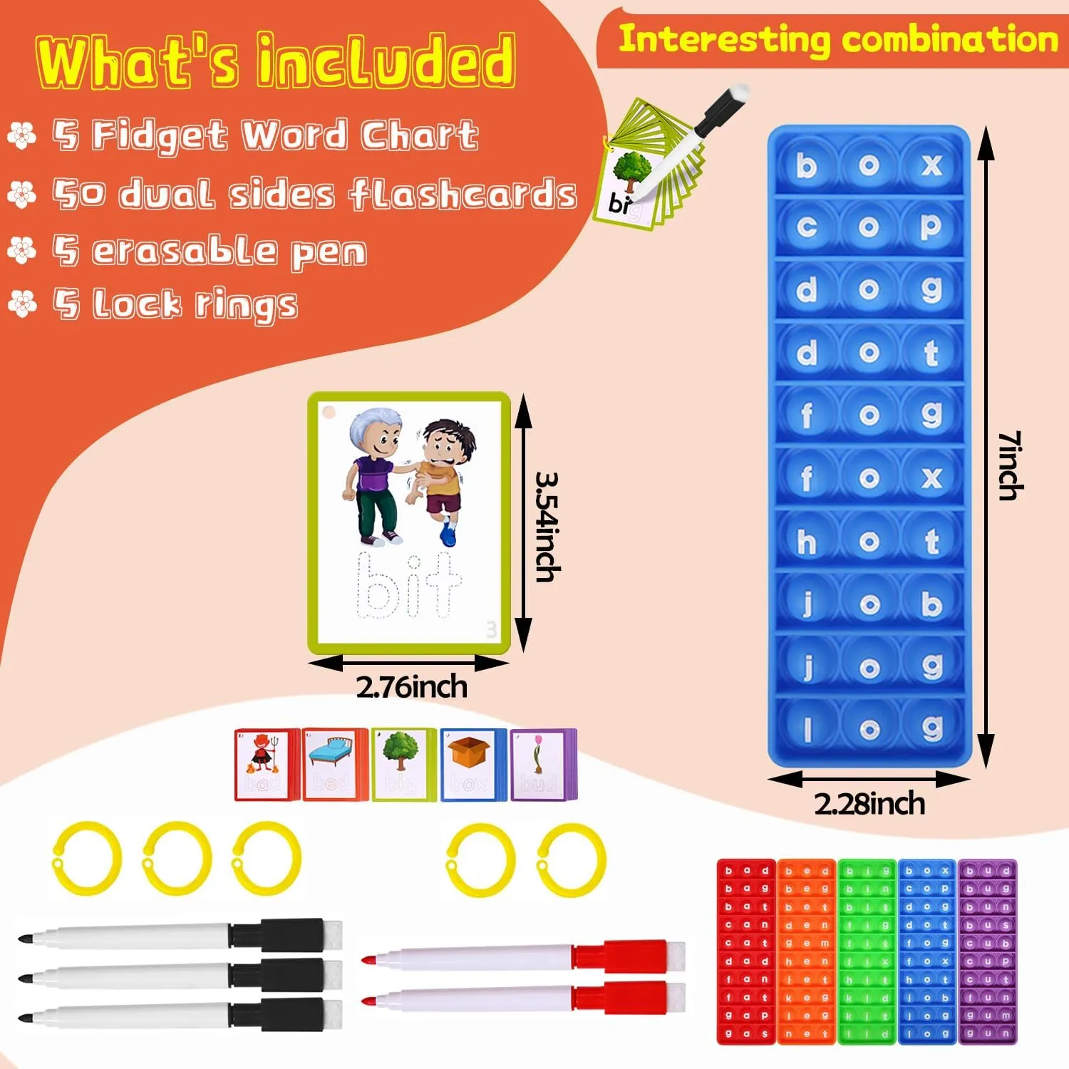 CVC Word Games, Sensory Toy to Learn and Spell, Phonics Games Flash Cards for Preschool Kindergarten Classroom Supplies, Multisensory Reading and Phonics Flash Cards for Kids 3  Years
