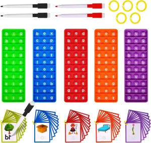 CVC Word Games, Sensory Toy to Learn and Spell, Phonics Games Flash Cards for Preschool Kindergarten Classroom Supplies, Multisensory Reading and Phonics Flash Cards for Kids 3  Years