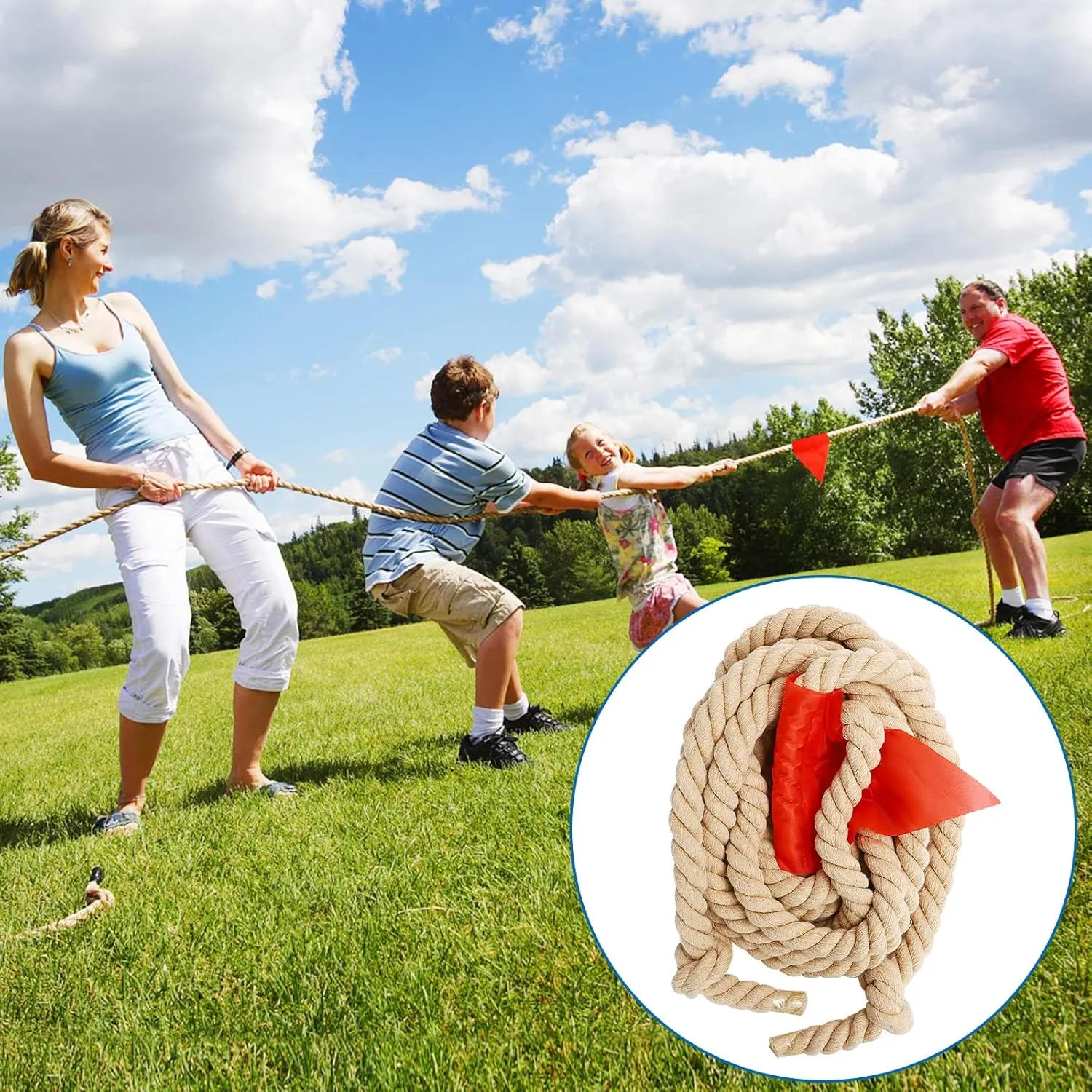 CWLAKON Outdoor Games Tug of War Rope for Kids and Adults, Field Day Family Reunion Birthday Party Games, Outside Lawn Games, Camping Picnic Carnival Games, Team Building Activities