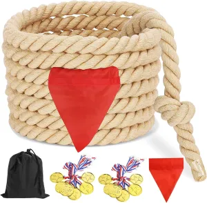 CWLAKON Outdoor Games Tug of War Rope for Kids and Adults, Field Day Family Reunion Birthday Party Games, Outside Lawn Games, Camping Picnic Carnival Games, Team Building Activities