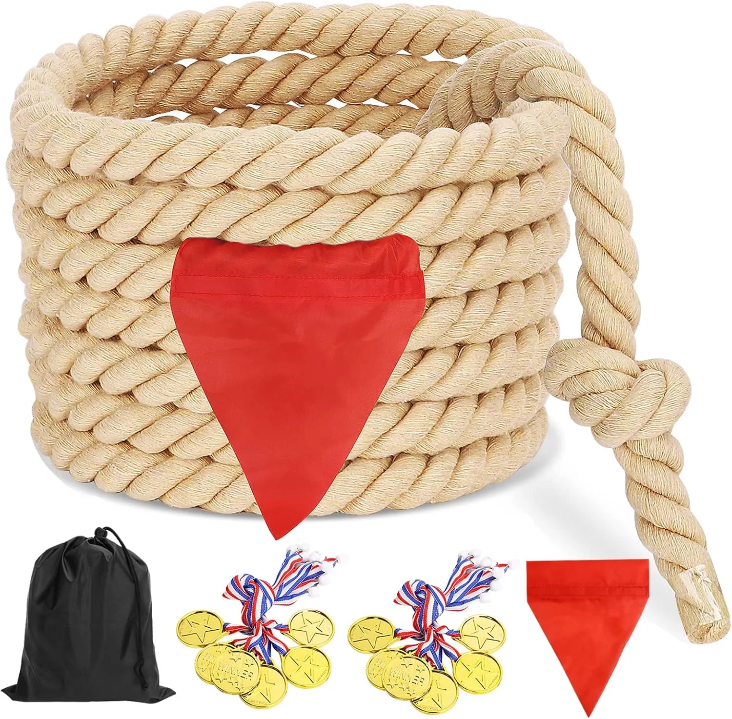CWLAKON Outdoor Games Tug of War Rope for Kids and Adults, Field Day Family Reunion Birthday Party Games, Outside Lawn Games, Camping Picnic Carnival Games, Team Building Activities