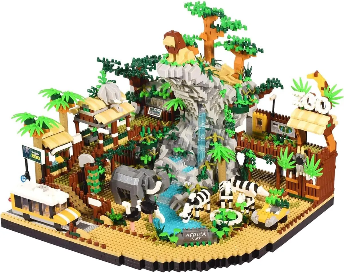 DAHONPA Zoo Micro Building Blocks Sets (4800Pieces), Desert Animals Park Architecture with Lions Elephants Zebras, Gift for Adults and Kids