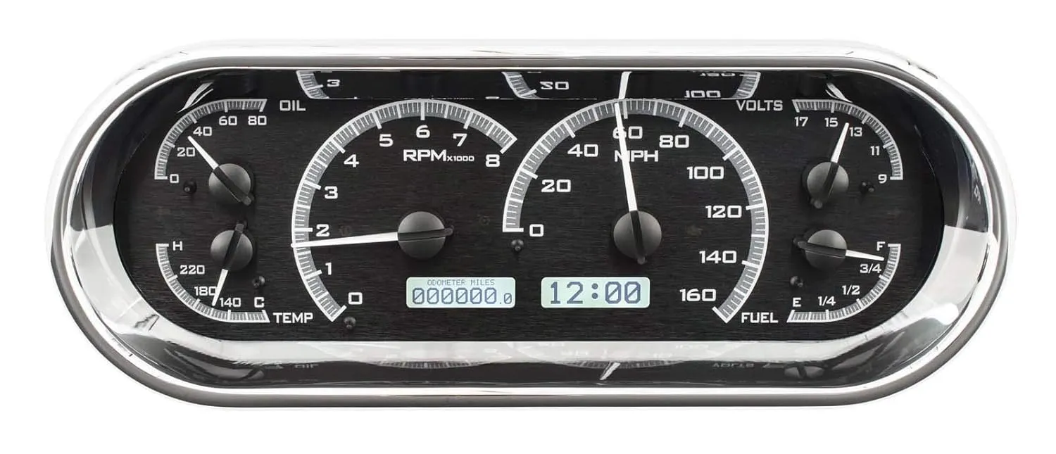 Dakota Digital Universal Recessed Oval VHX Analog Gauges Black / White VHX-1018-K-W