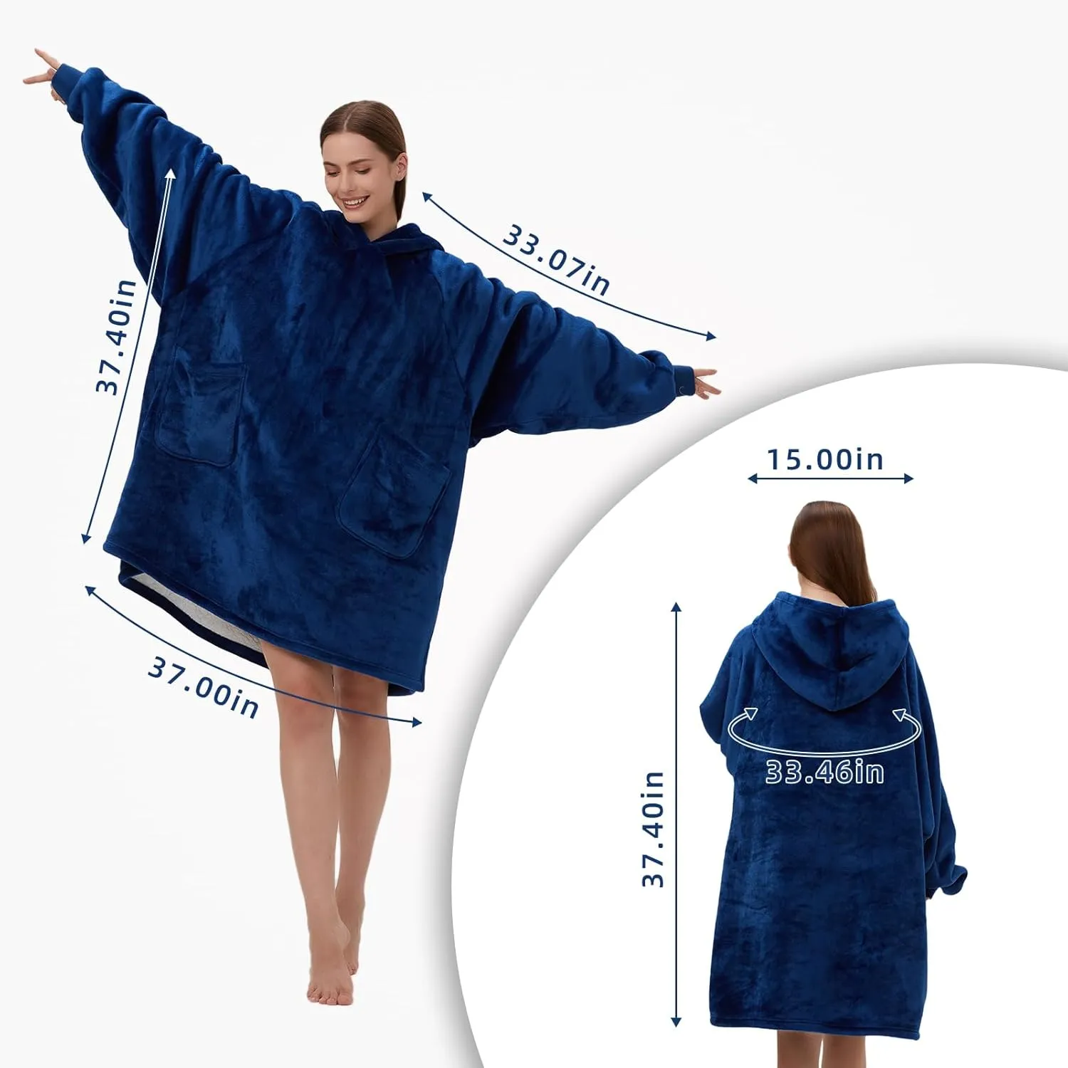 DaysU Wearable Blanket Hoodie Adult, Oversized Sherpa Sweatshirt for Women and Men, Two Pockets Hoodie Blanket