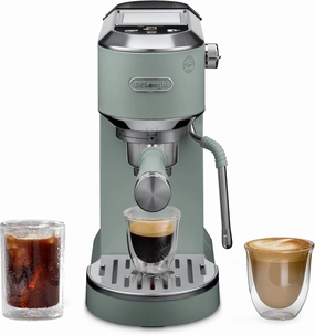 De’Longhi Dedica Duo espresso machine, compact size with built in frother for latte art, brew espresso, cold brew, lattes & more, Pistachio