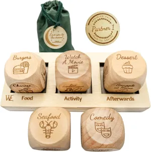 Deluxe Date Night Dice Game - Fun Romantic Couples Gift - 5 Dice, Decision Coin, Board & Carry Bag for Bachelorette, Anniversary, Wedding, Bridal Shower - Girlfriend Wife Husband Him Her Anniversaries