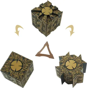 Detachable Hell Raiser PVC Puzzle Box Replica, 3 x 3 x 3 inches, with Base,Transformable.Holiday Gifts,Halloween Cosplay Movies Props