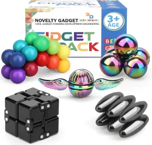 Dilabnba 14 Piece Fidget Toys Set for Adults Teens, Stress Relief Sensory Finger Gyro Toys with Infinity Cube, Spinner, Magnetic Balls, Gifts for Easter Classroom Prizes Party Favors