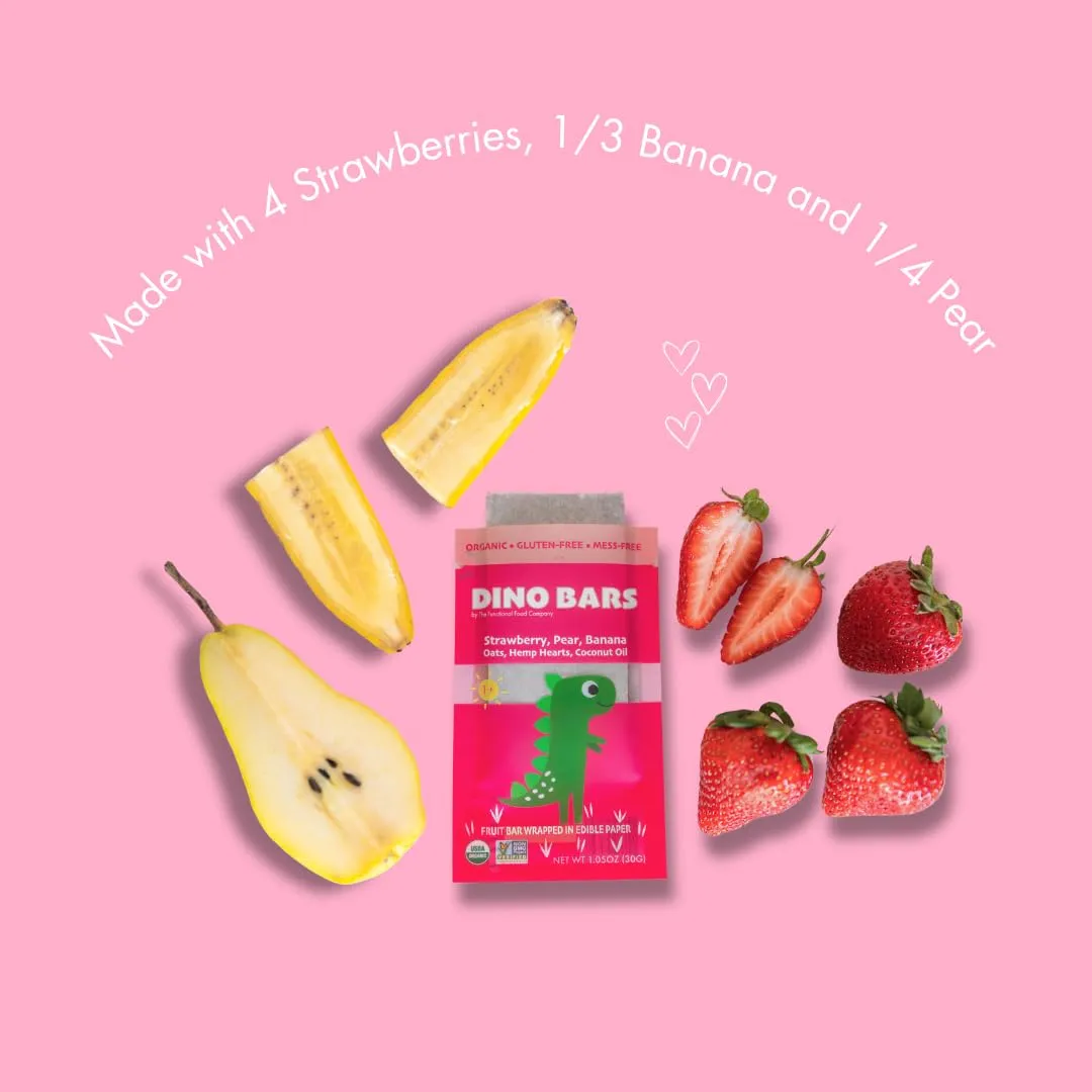 Dino Bars | Organic Fruit Bar for Kids | Organic Toddler Bars and Dinosaur Snacks | Fruit   Oats   Hemp Hearts   Coconut Oil with Edible Paper | Blueberry   Strawberry   Mango Kids Bar | Age 1  | Variety 9 Pack