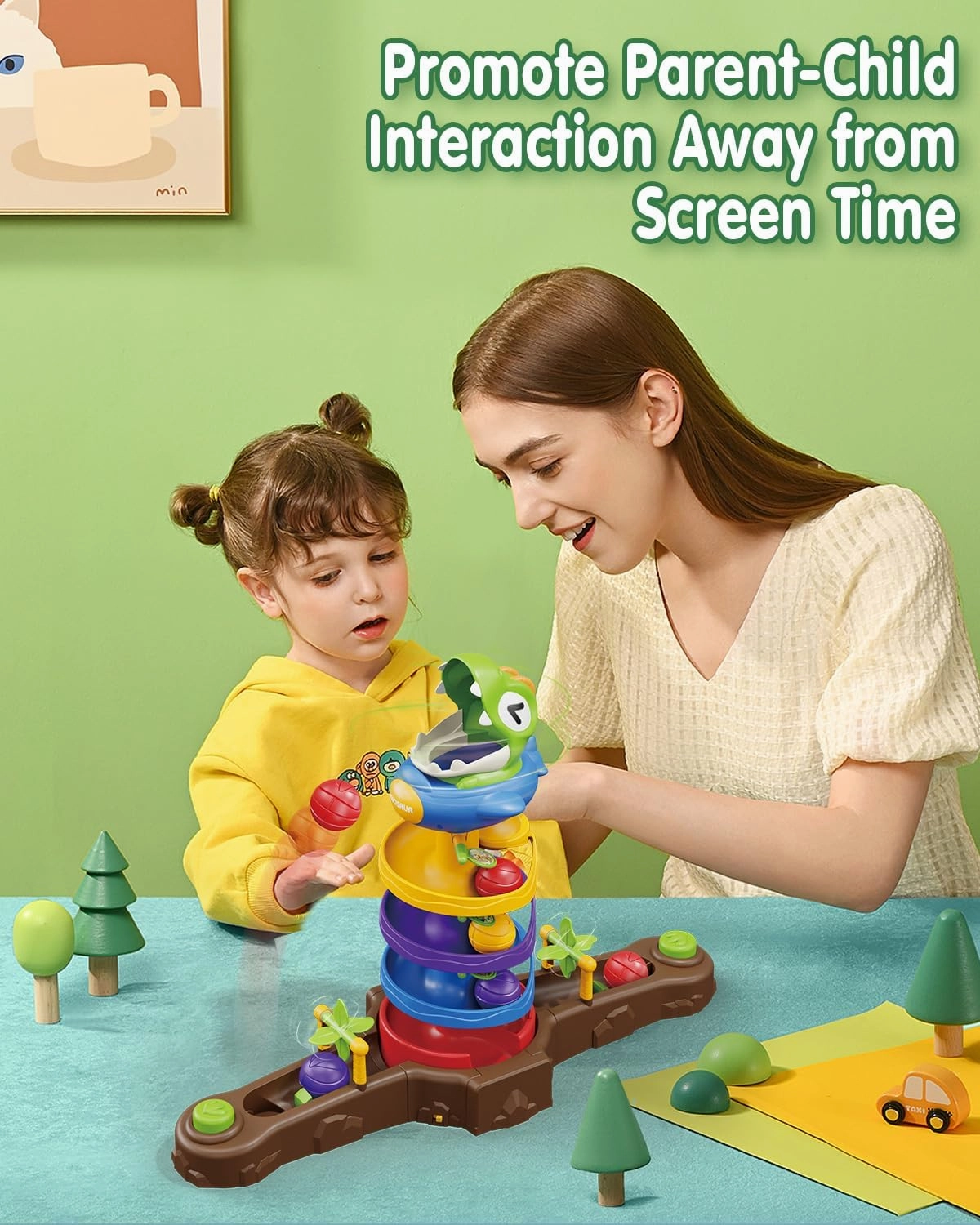 Dino Spin Twister Toddlers Toys for 2 3 4 5 6 Years Old Kids, Dinosaur ＆ Ball Drop Games, Early Developmental Montessori Toys for Kids, Gifts for 2-6 Year Old Boys Girls, 2 Players PK Mode