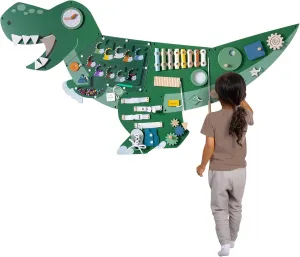 Dinosaur Activity Wall Busy Board - Wooden Sensory Wall Panel for Kids & Toddler Wall Activity - Interactive Montessori Wall Activity Board for Boys & Girls - Perfect for Playroom Daycare Waiting Room