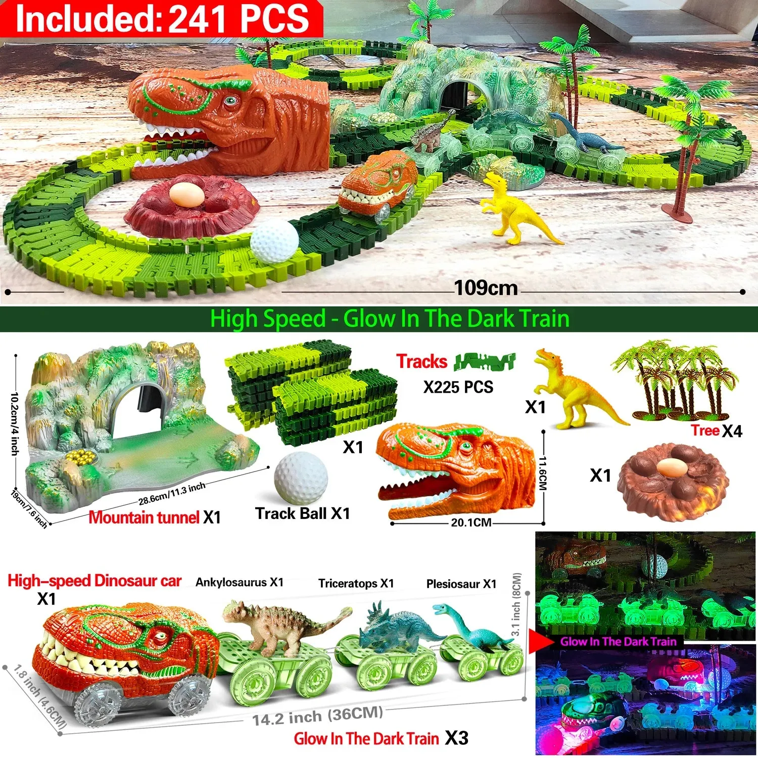 Dinosaur Adventure Road Race Playset for Kids