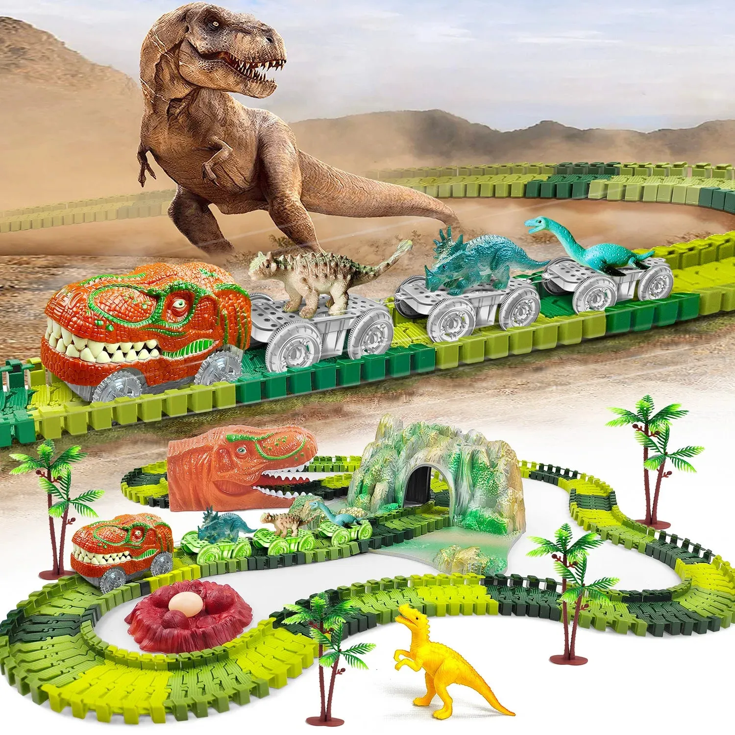 Dinosaur Adventure Road Race Playset for Kids