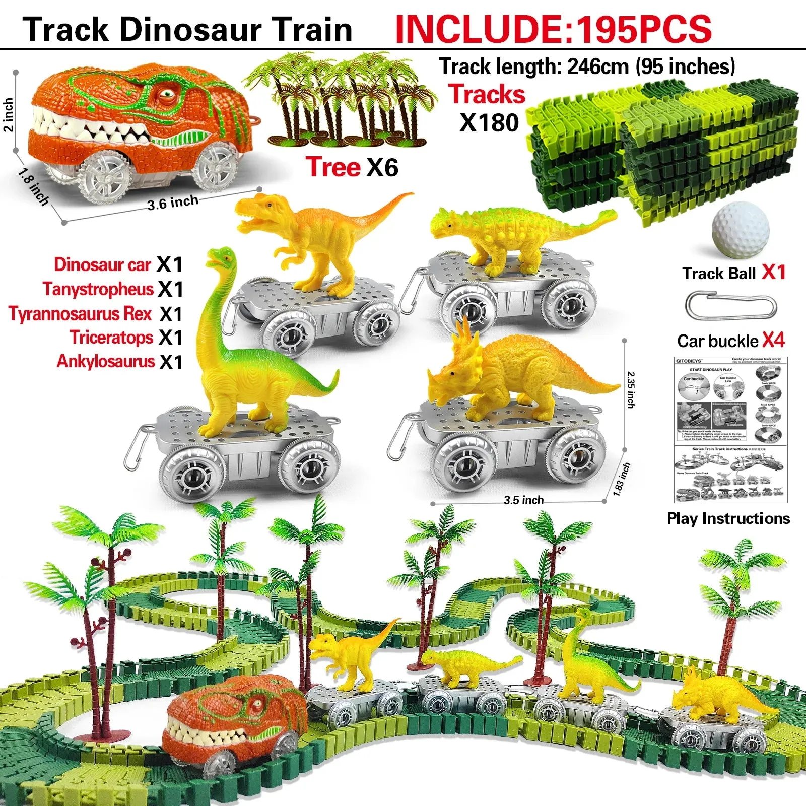 Dinosaur Adventure Road Race Playset for Kids
