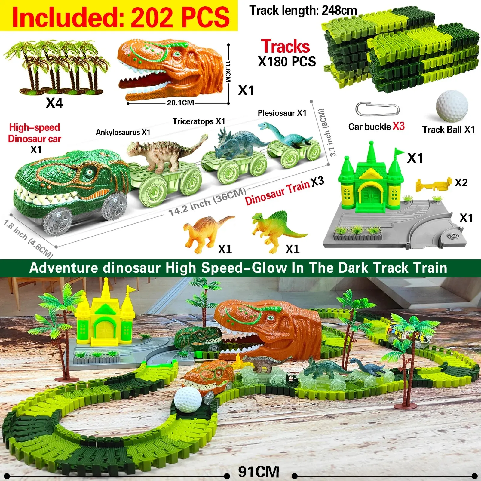 Dinosaur Adventure Road Race Playset for Kids