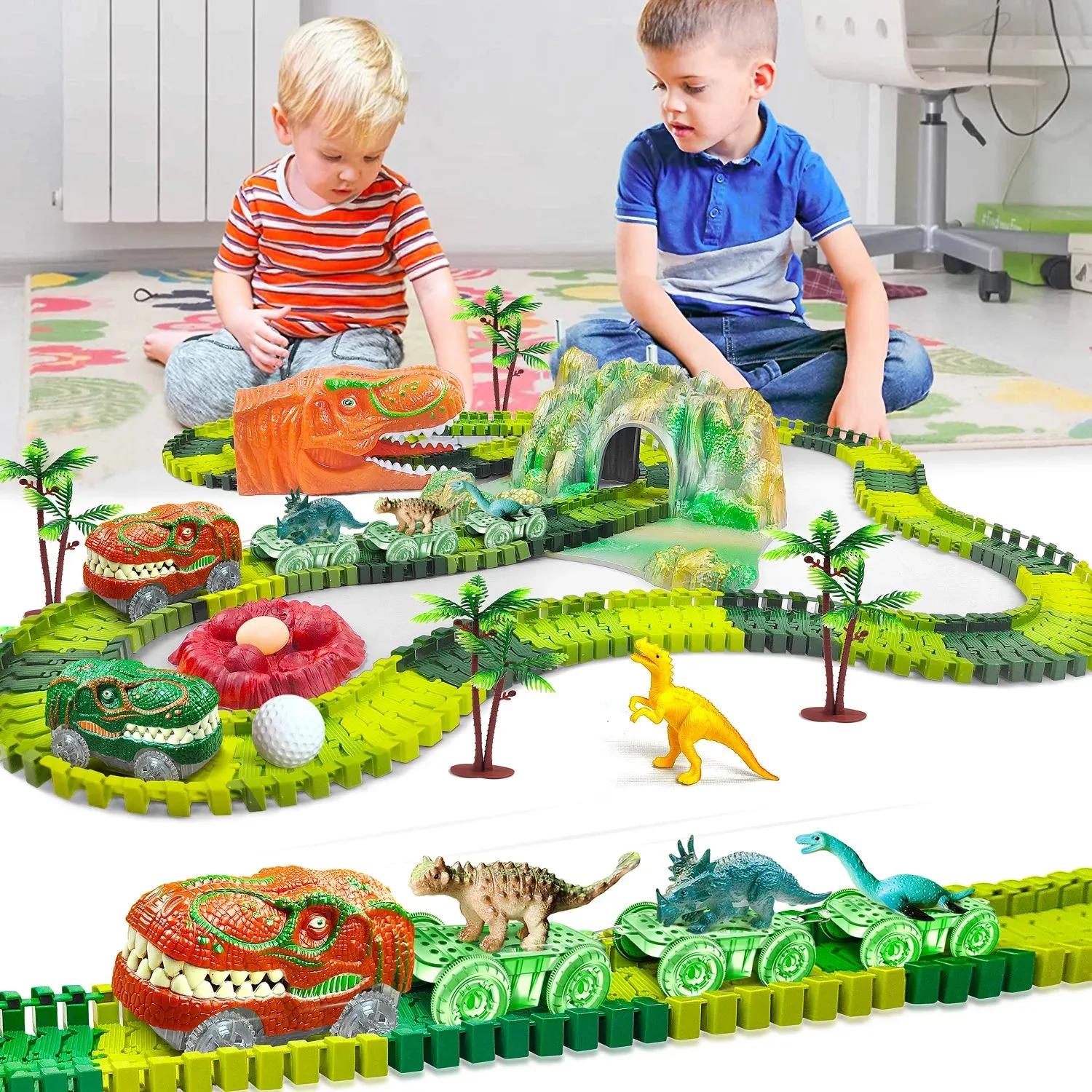 Dinosaur Adventure Road Race Playset for Kids